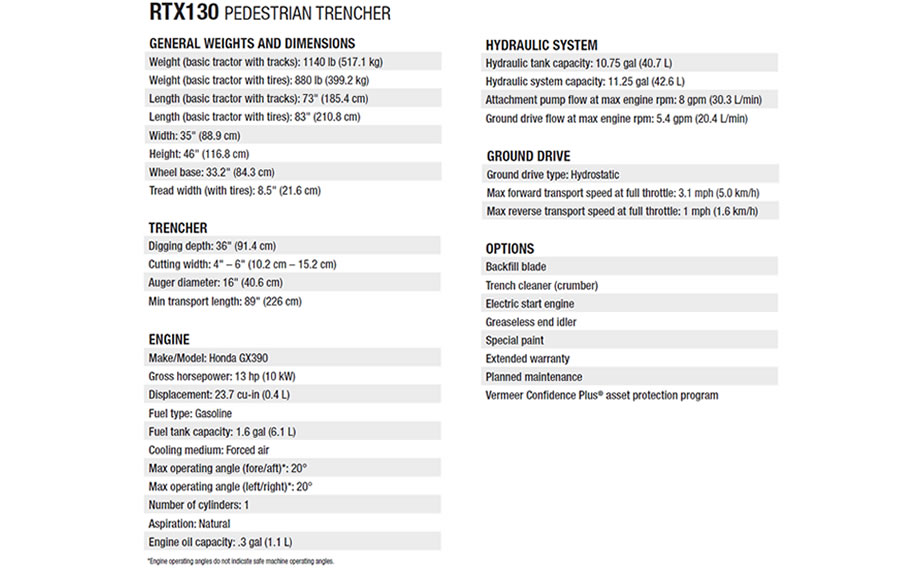 VERMEER RX130 TRACKED TRENCHING MACHINE Detail View